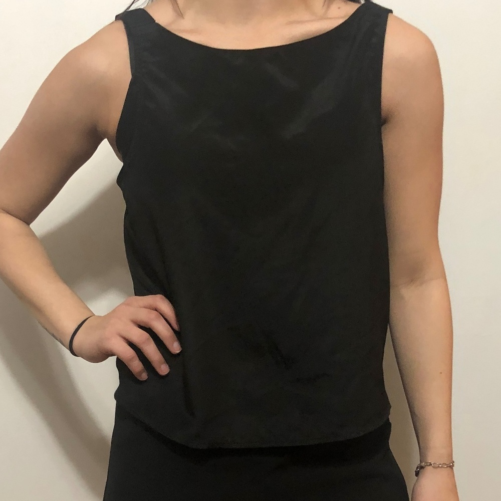 Black Sheer Cropped Tank Top